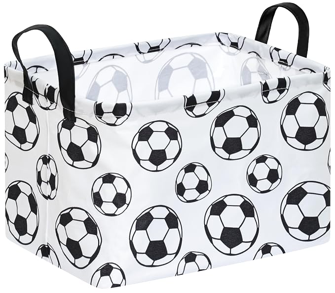 Rectangle Soccer Basket Storage Bin, Closet Baskets Foldable Box with Handles, Storage Boxes for Home Office Car Dormroom