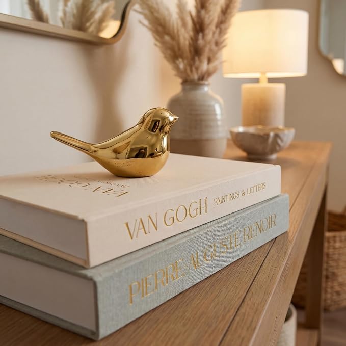 Decorative Books Set of 2 with Hidden Storage – Premium Linen Coffee Table Books, Van Gogh & Renoir Art Decor | Faux Decorative Book Storage Box for Living Room, Entryway & Home Decor