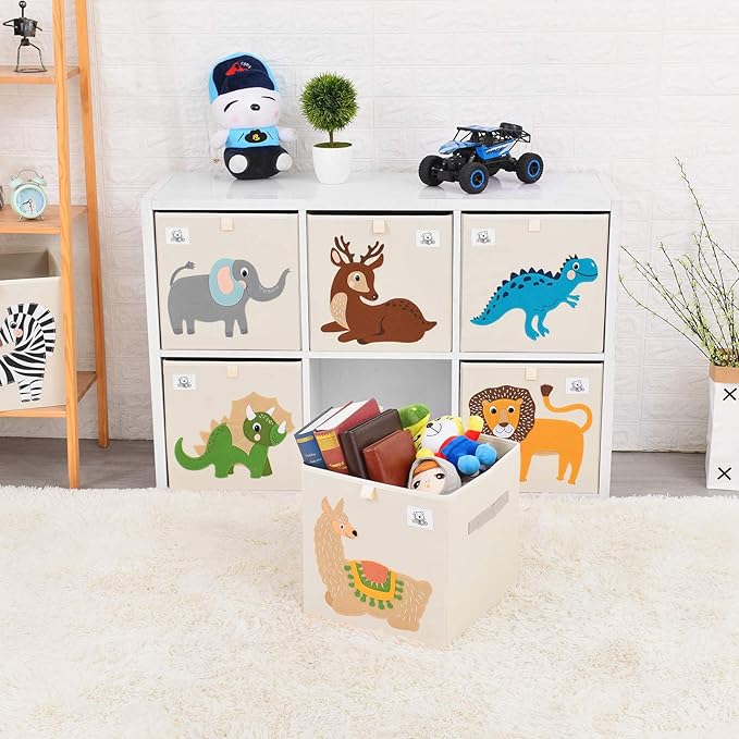 Foldable Animal Cube Storage Bins Fabric Toy Box/Chest/Organizer for Toddler/Kids Nursery, Playroom, 13 inch (Zebra)