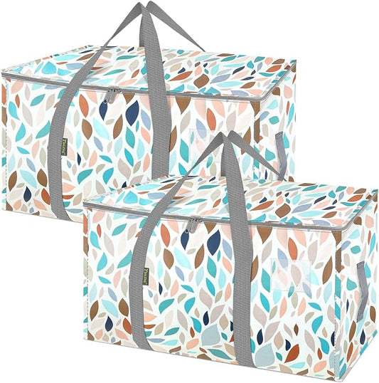 BALEINE 2-Pack Oversized Moving Bags with Reinforced Handles, Heavy-Duty Storage Tote for Clothes, Moving Supplies (Mosaic, 2-Pack)