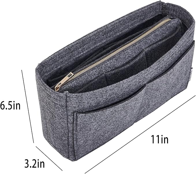 Vercord Felt Organizer Insert For Purse Handbag Tote Bag In Bag Inside Shaper Divider Neo Dark Grey Slender Medium