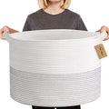 MEGASKET XXXL Large Cotton Rope Blanket Basket for Living Room, Woven Rope Storage Baskets for Organizing, Nursery Kids Toy Baskets Storage Bin Organizer, Baby Laundry Basket Hamper, Decor Basket, 88L