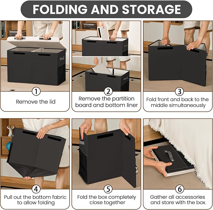 80L Large Toy Storage Box with Lid, Large Toy Box Chest for Kids, Girls and Boys, Nursery Room and Living Room, 26"x13" x16" (black-bear)