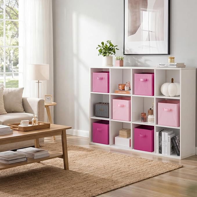 Cupic Cupid 11 Inch Storage Cube, Fabric Cube Storage Bin with Handles, Storage Cube Organizer for Clothes and Toys, Collapsible Cube Bins for Closet, Shelves, Nursery, 6-Pack, Pink Gradient