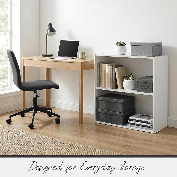 KB Designs - Wood Bookcase Storage Organizer – 2 Tier Shelf Wood Shelf for Books & Decor, Compact Shelf Storage Organizer for Bedroom, Kids Room & Home Office