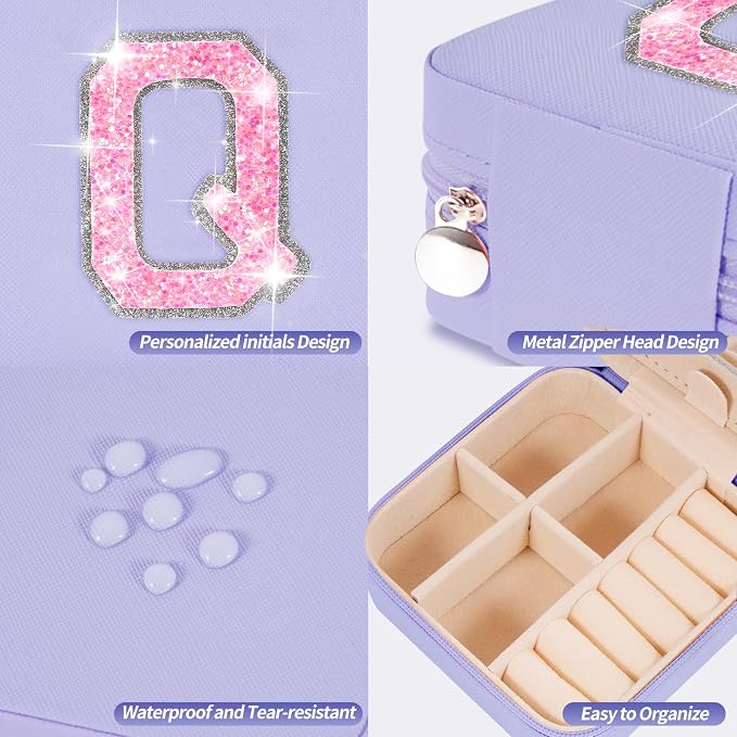 Uygafly Gifts for Teen Girl Trendy Stuff,Birthday Gift for 5 6 7 8 9 10 11 12 13 14 15 Year Old Girls,Cute Travel Jewelry Case Small Box | Lavender,Q