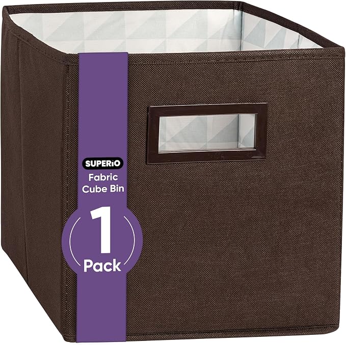 Superio Collapsible Storage Bins For Organization And Storage, Closet Organizers And Storage, Dorm Room Storage, Storage Containers, Laundry Room Organization, Brown 1-pack