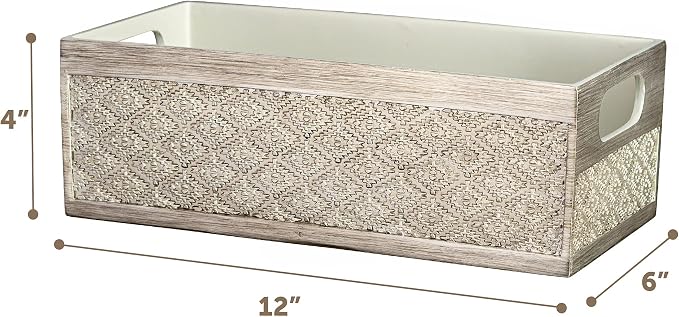 Creative Scents Dublin Silver Bathroom Decor Box Toilet Paper Holder Storage Basket - Decorative Toilet Tank Topper Bathroom Storage Organizer - Bathroom Sink Organizer Countertop Container
