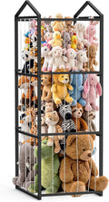 NomNest Stuffed Animal Storage Zoo, Large Metal Plushies Organizer, Heavy Duty Metal Teddy Bear Toy Holder for Kids' Bedroom & Playroom & Nursery (Non-Wheeled, Black)