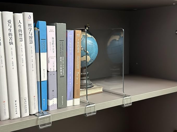 LikeU Shelf Dividers for Closets,Clear Acrylic Shelf Divider for Wood Shelves and Clothes Organizer/Purses Separators Perfect for Kitchen Cabinets and Bedroom Organizer,6 PCS