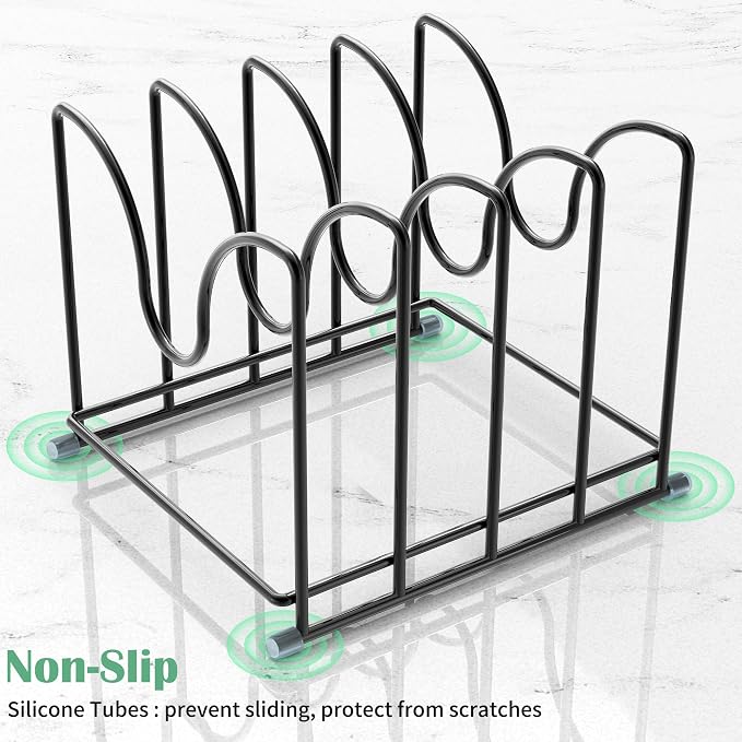 Pot Lid Organizer Rack,1.6in Wide Cutting Board Organizer for Pan Lids,Baking Sheets,Cookie Sheets, with 4 Slots,Cutting Board Holder Rack (2PC-Large)