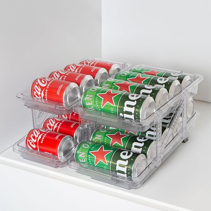 GAROOD Expandable Soda Can Organizer – Drink Organizer for Fridge, Soda Can Organizer for Refrigerator, Can Dispenser for Fridge, Pantry Can Organizer & Canned Food Organizer Storage - TWO PACK