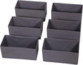 DIOMMELL 6 Pack Foldable Cloth Storage Box Closet Dresser Drawer Organizer Divider Fabric Baskets Bins Containers for Clothes Underwear Bras Socks Lingerie Clothing, Dark Grey 060