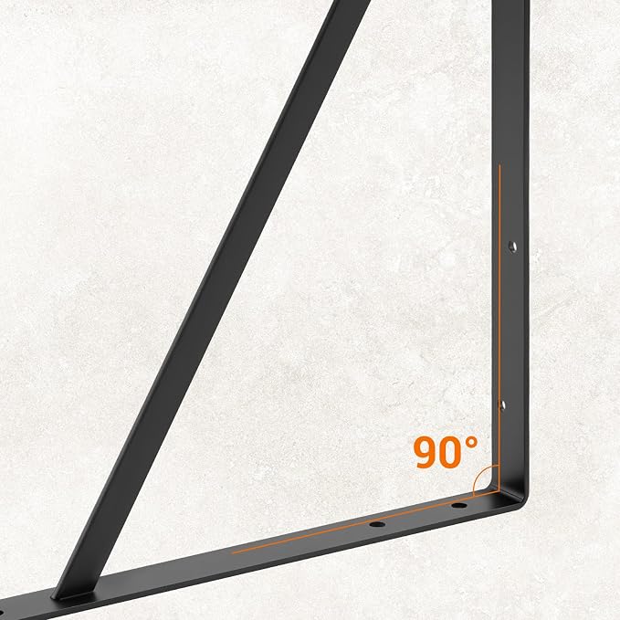 HOME MASTER HARDWARE 20inch x 13 inch Black Heavy Duty Shelf Brackets 6 Pack, Metal L Brackets with Screws - 90 Degree Angle Brackets for Shelves, Floating Shelf & Wall Mounted Shelf Support