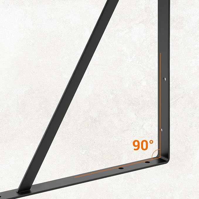 HOME MASTER HARDWARE 20inch x 13 inch Black Heavy Duty Shelf Brackets 4-Pack, Metal L Brackets with Screws - 90 Degree Angle Brackets for Shelves, Floating Shelf & Wall Mounted Shelf Support