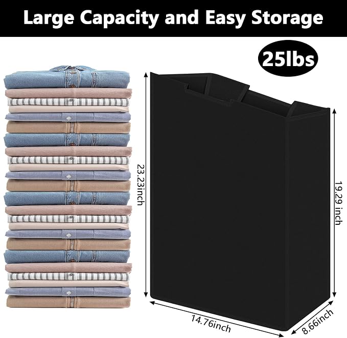 Windyun 3 Pcs Hypotenuse Laundry Sorter Replacement Bags Hamper Cart Removable Replacement Bags Laundry Storage Organizer Bag Hamper Liner, No Hooks 14.76 x 8.66 x 23.23/19.29 Inch(Black)