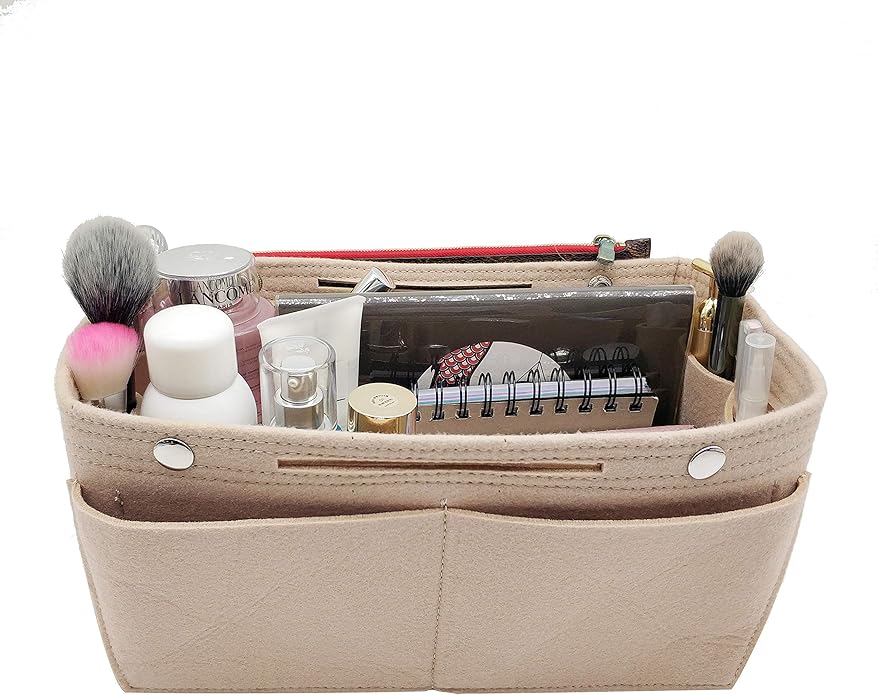 LEXSION Felt Purse Organizer Insert Multi Pocket Bag Organizer Shaper | zipper bag, tote shaper, multi pocket bag, handbag shaper, various sizes