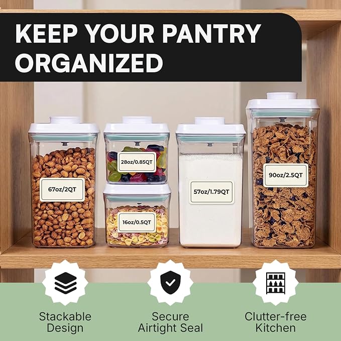 Bop Top Airtight Food Storage Containers with Lid 3.5 Cups / 30 oz | Kitchen Canister Sets | Air Tight Pantry Container | Pop Top Dry Food Storage Containers for Snacks, Sugar, Flour, Baking, Pasta