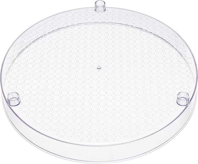 Amazon Basics 2 Tier Lazy Susan Turntable Organizer for Condiments, 12" Diameter, Clear