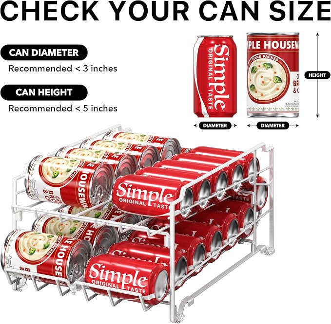 Simple Houseware Dual Row Front Loading Stackable Can Dispenser, White