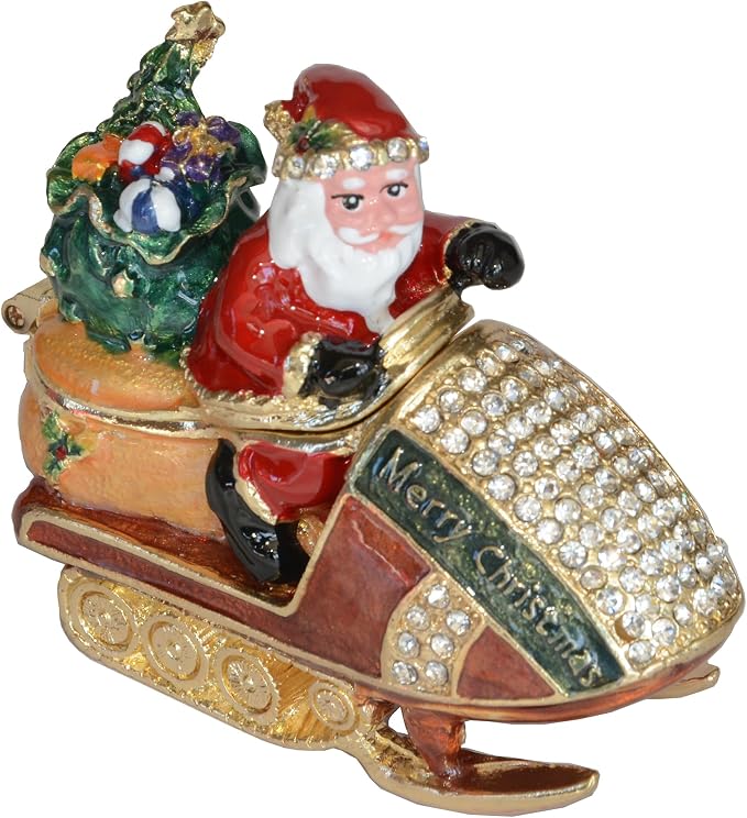 Christmas Ornament Trinket Box Jewelry Box Hand Painted Decorative Box with Hinged Lid Ring Earring Holder Holiday Figurine Collectible