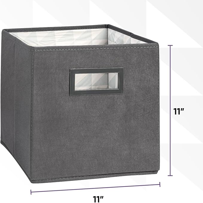 Superio Collapsible Storage Bins For Organization and Storage, Closet Organizers and Storage, Dorm Room Storage, Storage Containers, Laundry Room Organization, Grey 6-pack