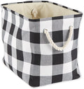 DII Buffalo Check Storage Collection Collapsible Bin with Handles, Medium Rectangle, 16x10x12, Black & White