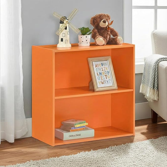 KB Designs - Tony 2-Tier Modern Bookcase with Open Storage Shelves for Kids’ Rooms, Playrooms, or Home Offices – Compact Colorful Bookshelf Organizer