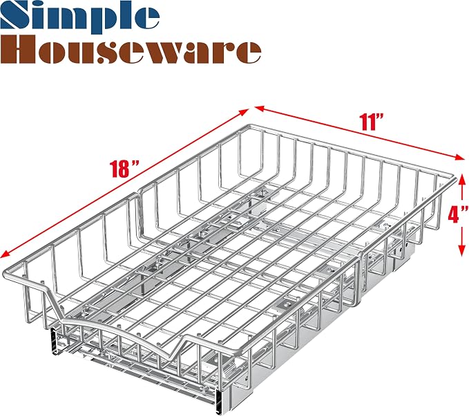 Simple Houseware Under Cabinet Pull Out Sliding Shelf Drawer Organizer, 18" D x 11" W