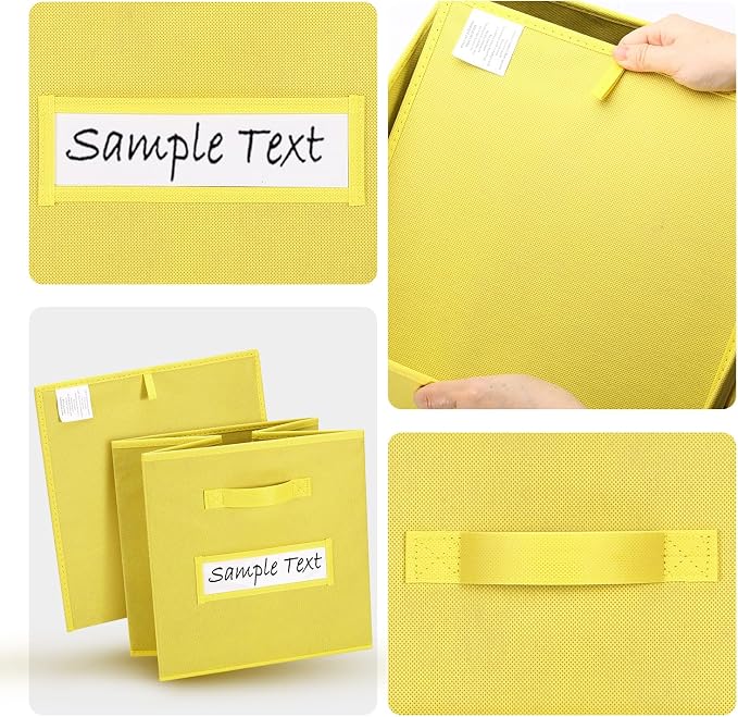 13x13 storage cube bins (Set of 10) Foldable Fabric storage cubes with 10 Labels Window Cards & a Pen,13 inch cube storage bins,Closet Organizers for Shelves,Cubby Organizer Boxes,Dark Yellow