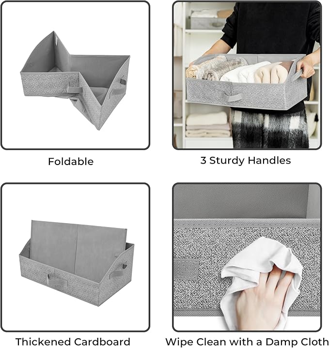 GRANNY SAYS Purse Organizer for Closet, Trapezoid Storage Bins, Closet Shelf Organizer, Storage Baskets for Shelves, Fabric Clothing Organizer, Closet Organizers and Storage, Gray, 3-Pack