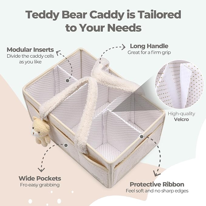 PeraBella Baby Diaper Caddy Organizer with Handle, Boy & Girl Shower Gift Basket, Portable Diaper Storage Basket Bin for Wipes, Newborn Baby Essentials Registry Search Must Haves, Car Caddy Organizer