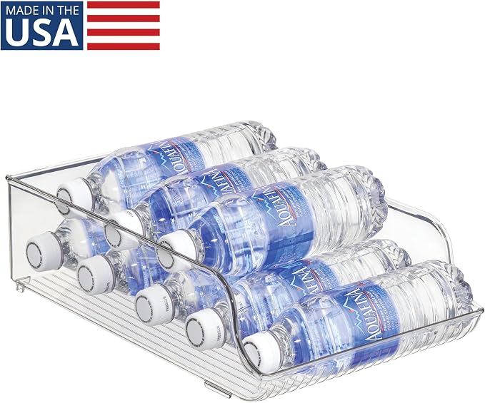 iDesign Water Bottle Organizer | For Fridge or Pantry, Clear, Made in USA