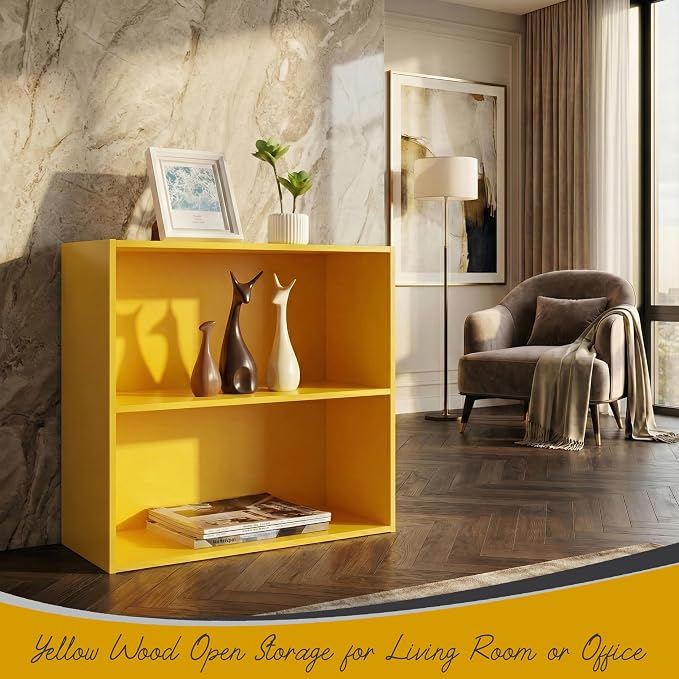 KB Designs - Tony 2-Tier Modern Bookcase with Open Storage Shelves for Kids’ Rooms, Playrooms, or Home Offices – Compact Colorful Bookshelf Organizer