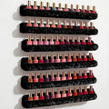YMVV Wall-Mounted Nail Polish Organizer Rack - 15-Inch Plush Nail Polish Shelf, Makeup & Beauty Essentials Storage - Multi-Purpose Display Holder for Small Space, Vanity Bathroom, 6 Pack Black