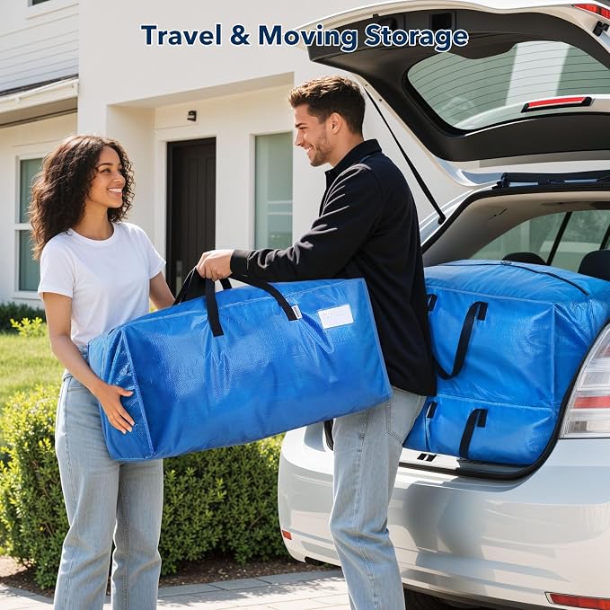 Moving Bags Heavy Duty,Extra Large Moving Bags for Travel/College Packing/Storage/Organization/Seasonal Clothes & Bedding Storage,Moving Supplies Bins,Compatible with Ikea Frakta Cart (Blue,6 Pack)
