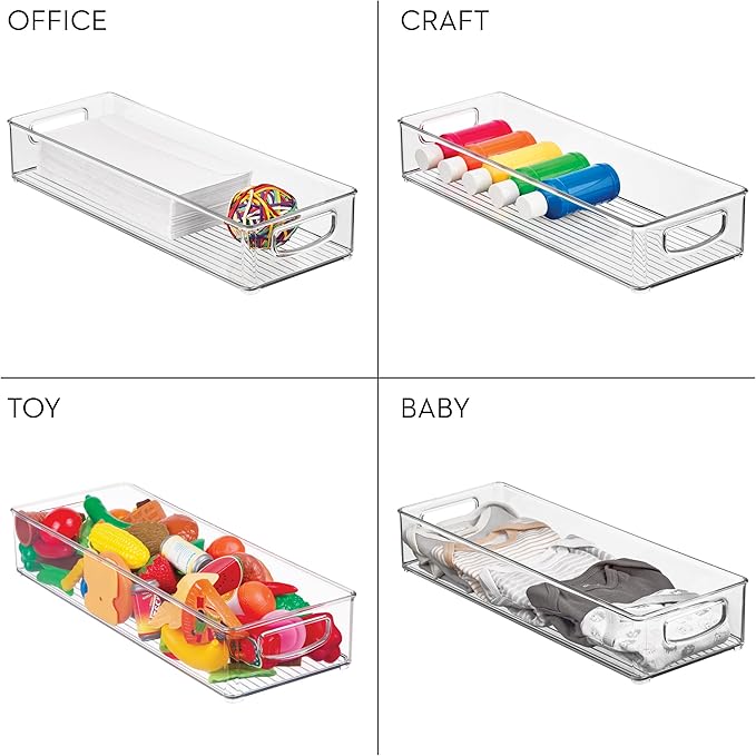 iDesign Slim Extra Long Clear Storage Bin | Narrow, Stackable, Kitchen or Pantry Organizer