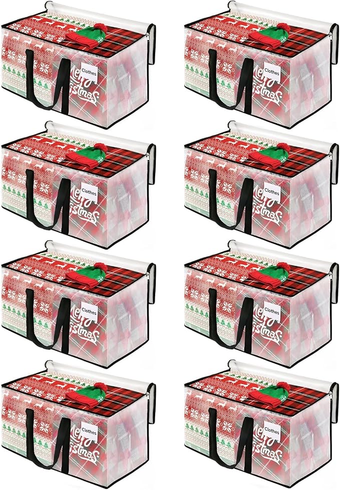 BlissTotes Moving Bags, 76L 8-Pack Storage Bags, Moving Box Heavy Duty Extra Large, Moving Totes with Zipper, Large Packing Bag with Reinforced Handles, Boxes for Packaging Moving