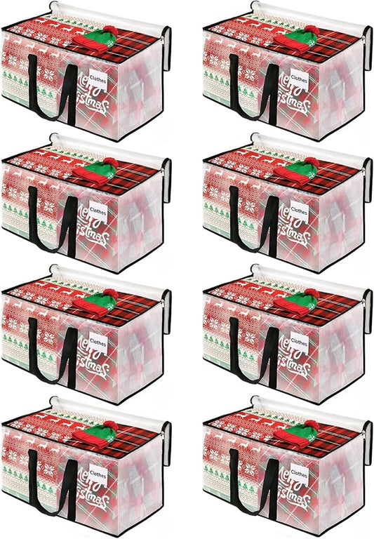 BlissTotes Moving Bags, 76L 8-Pack Storage Bags, Moving Box Heavy Duty Extra Large, Moving Totes with Zipper, Large Packing Bag with Reinforced Handles, Boxes for Packaging Moving