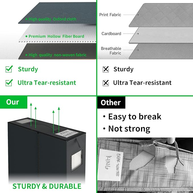 Aokeyee Bed Sheet Organizers and Storage - 8 Pack Queen or King Size Foldable Linen Closet Organizer with Window for Bedding Clothes Blankets,Black