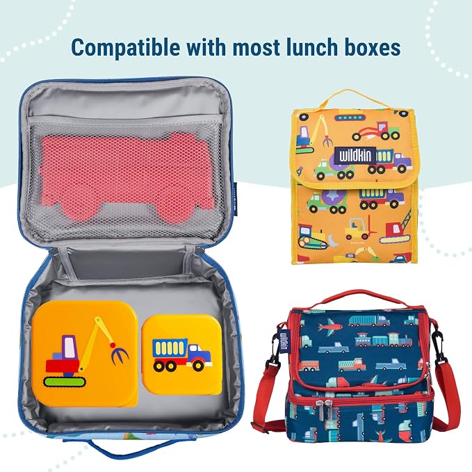 Wildkin Set of 3 Kids Nesting Food Containers for Boys – Stackable, Airtight & BPA-Free Snack Containers, Dishwasher Safe Lunch Box Containers for School & Travel, Ages 3–12 – Under Construction