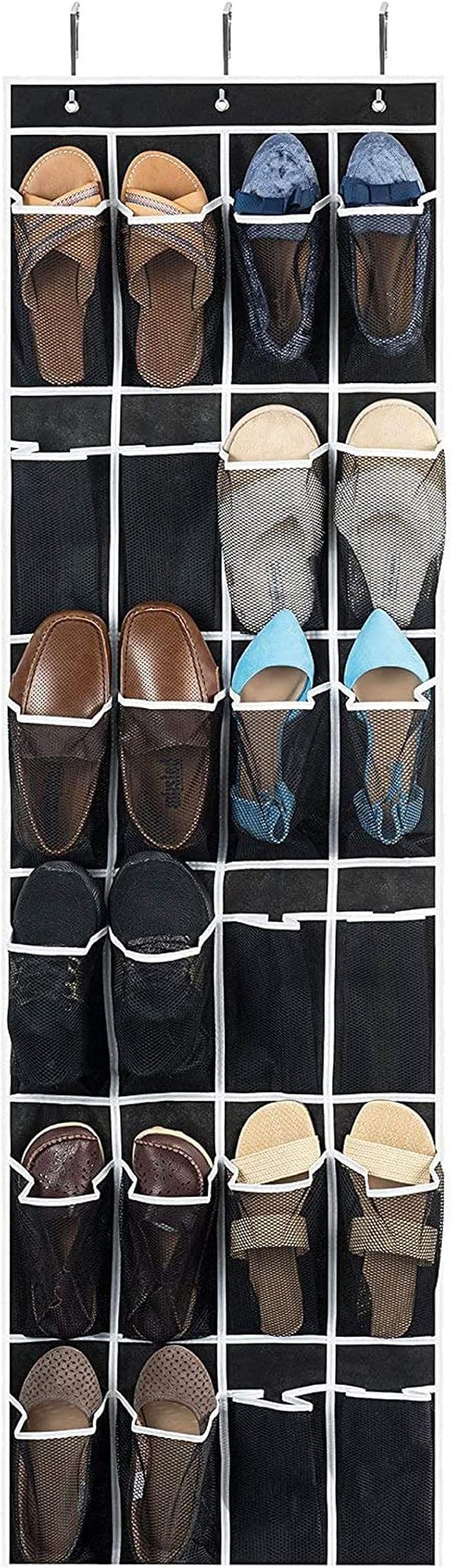 ZOBER Over the Door Shoe Organizer, 24 Pockets - Hanging Shoe Rack W/ Mesh Pockets to Store Shoes, Towels, Snacks, Toys - Closet, Pantry Storage