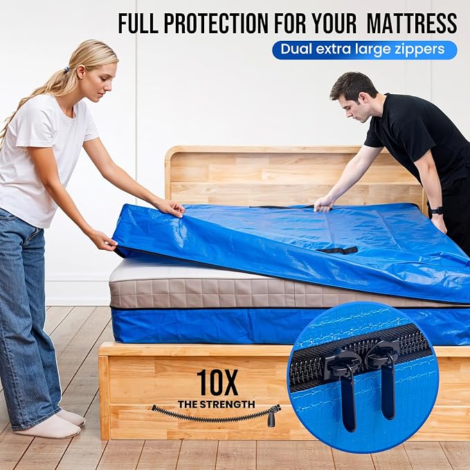 TAILI King Mattress Bags for Moving and Storage, Heavy Duty Moving Supplies Mattress Cover with Reinforced Handles, Storage Cover Essentials Packing Protector