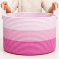 OrganiHaus Round Toy Basket & Blanket Basket, Cotton Rope 20x13" | 3-Toned Pink - Round Cotton Rope Basket, 20x13"