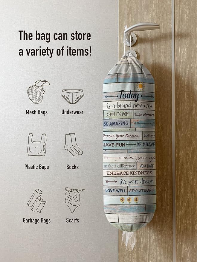 Hglian Inspirational Grocery Bag Storage Today Is A New Day Quotes Plastic Bag Holder Organizer for Kitchen Decor