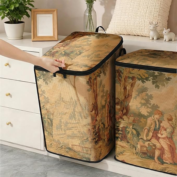2pcs blanket storage bag for under bed,closet organizers 95L | clothing sweater sheet bedding comforter duvet quilt pillow toy storage bags with lids,dorm room essentials for containers