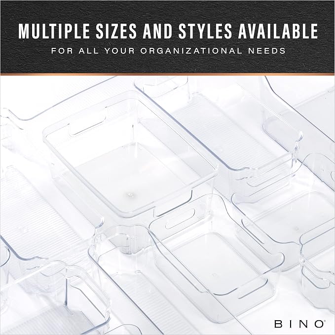 BINO | Plastic Storage Bins, X-Large - 2 Pack, Clear | THE SOHO COLLECTION | Pantry Organizers and Storage Containers Fridge Organizer Bins Kitchen Cabinet Organizer Medicine Cabinet Organizer Bin