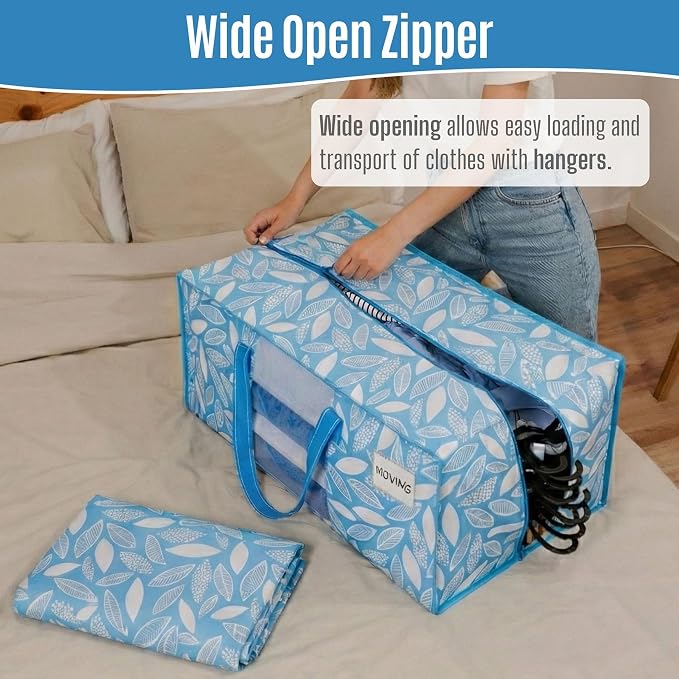 VENO 6 Pack Heavy Duty Moving Bags, Packing Bags with Clear Window, Alternative to Moving Boxes, Storage Bins for Clothes, Blankets, Comforters, College Dorm Essentials (Spring Breeze, 6 Pack)