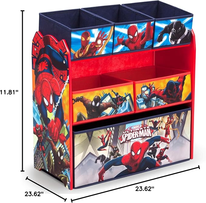 Delta Children Toy Organizer, 6 Bin | Greenguard Gold Certified | Spider-Man | Pack of 2