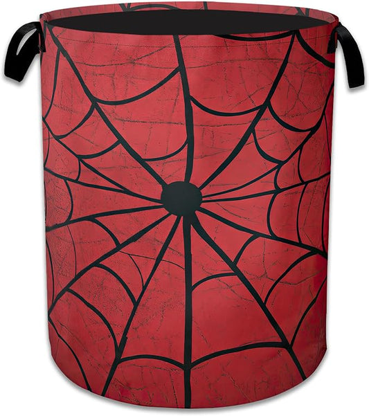 Red Spider Web Laundry Basket Collapsible Laundry Hamper, Oxford Cloth Storage Bin for Room/Bathroom/Bedroom/Dormitories 16" X 20.8"
